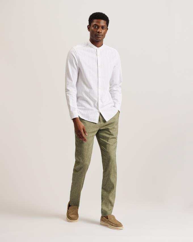 Pantalon Ted Baker Slim Fit Linen Blend Vert Homme | PHY-20936602